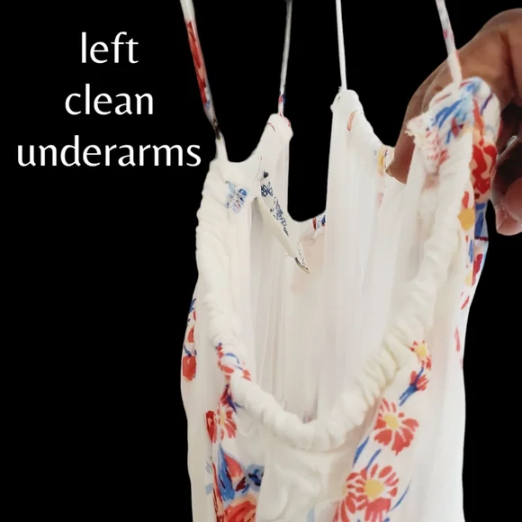 Blue Rain White Dress with Spaghetti Straps, Floral Pattern throughout sz Small - Picture 3 of 10